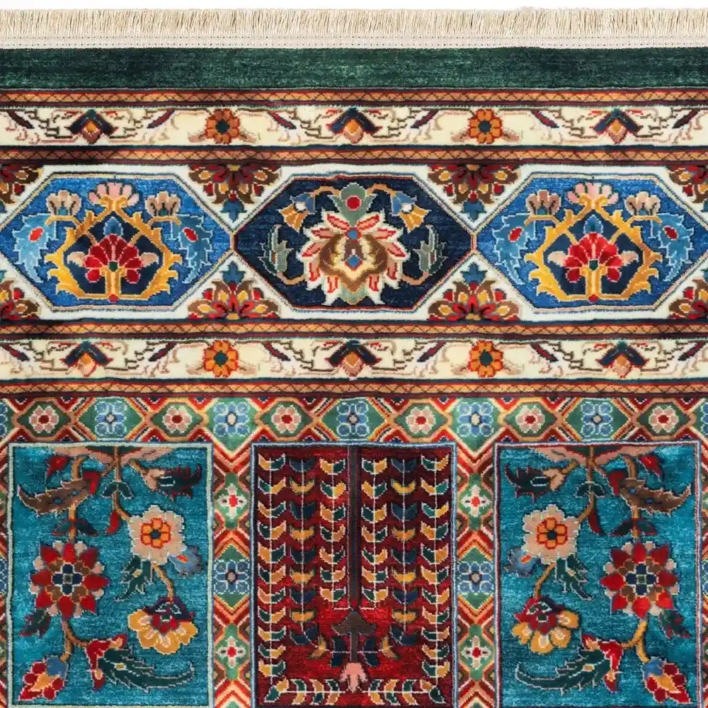 فرش ماشینی سنتی طرح 25cs0380 سبز 1000 شانه